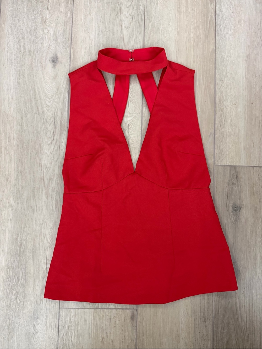 bebe Red Halter Neck Plunge Camisole